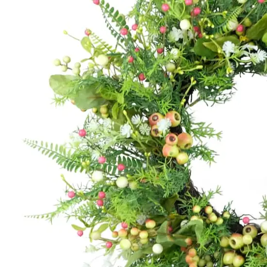 26" Artificial Fern & Berry Spring Wreath {4}