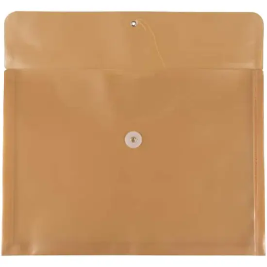 JAM Paper 9.75" x 14.5" Button & String Tie Closure Plastic Envelopes, 12ct. Gold {4}