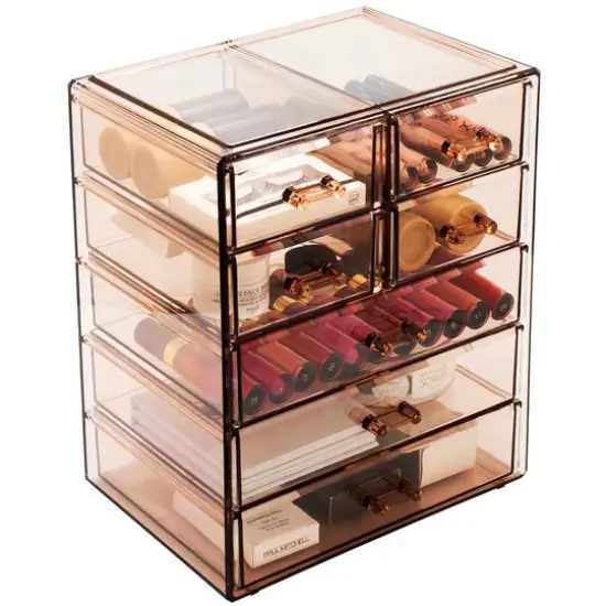 Sorbus Makeup & Jewelry Storage Case with 3 Large & 4 Small Drawers Brown {1}