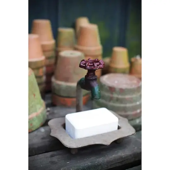 Hello Honey&reg; 7" Rustic Metal Soap Dish with Faucet {7}