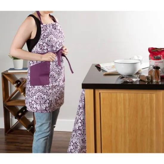 DII&reg; Damask Apron Eggplant {4}