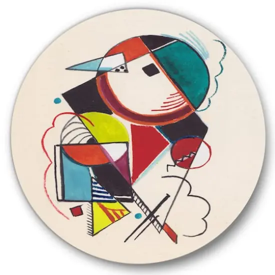 Designart - Colored Geometric Abstract Compositions II - Modern Metal Circle Wall Art {1}