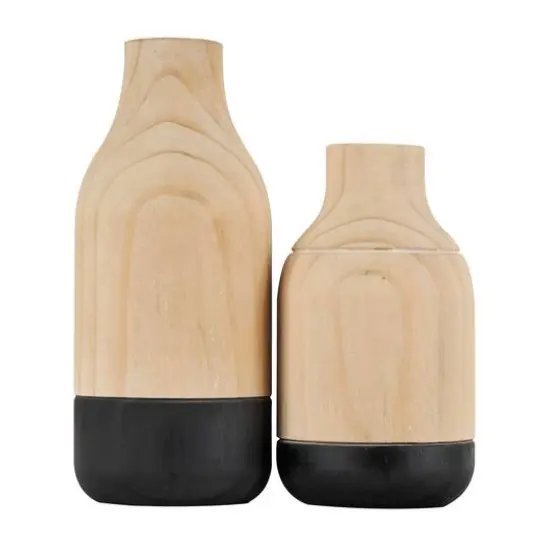 Natural Wood Color Block Vase Set {6}