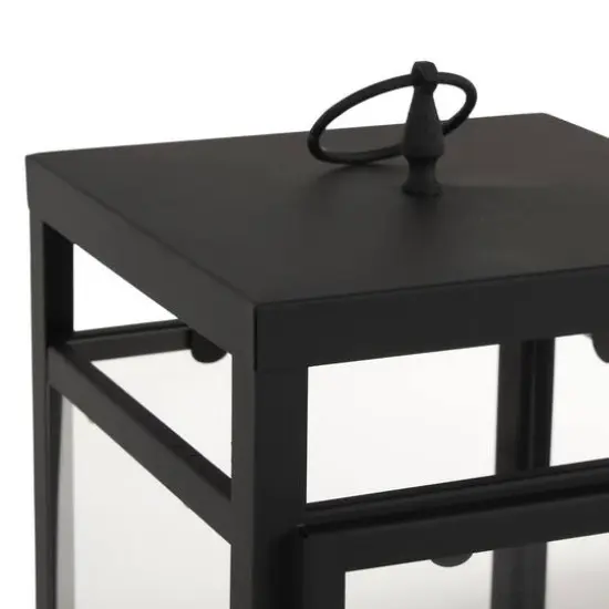 Black Minimalist Candle Lantern with Ring Handles Set {5}