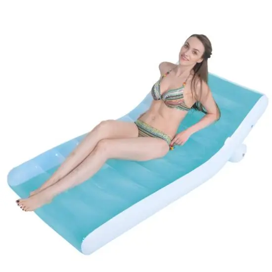 67" Blue & White Inflatable Pool Lounger Float {1}