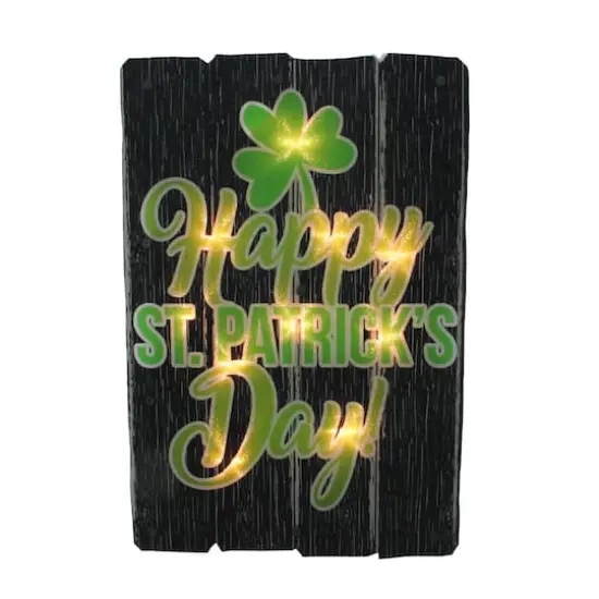 16" Lighted Shimmering Happy St. Patrick's Day Shamrock Window Silhouette {1}