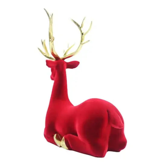 Flocked Sitting Reindeer Tabletop D&eacute;cor by Ashland&reg; Red {4}