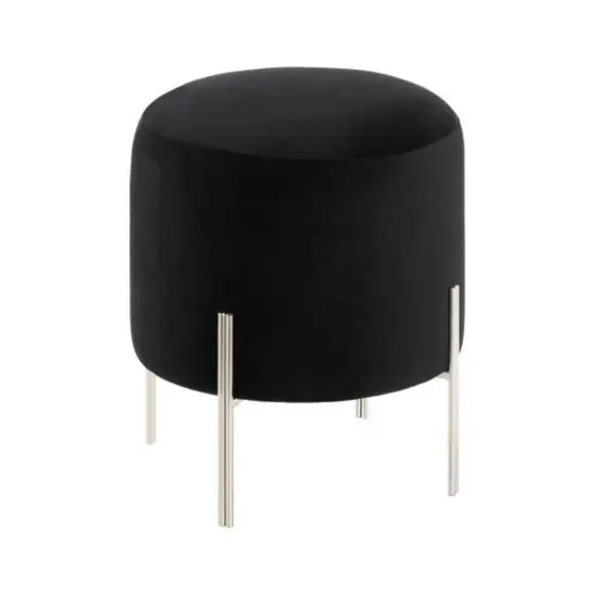 18" Modern Black Velvet Stool {1}