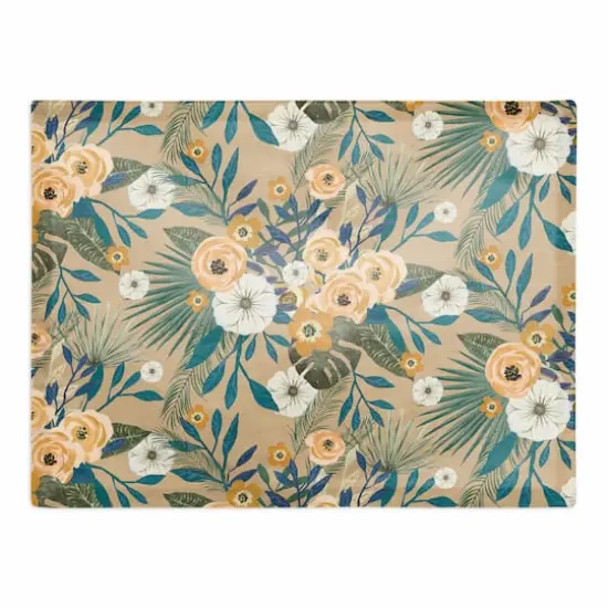 Tropical Floral Cotton Twill Placemat Beige {1}