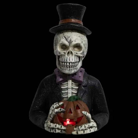 23.5" LED Skeleton with Jack-O-Lantern Halloween Decoration {4}