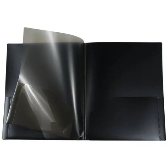 JAM Paper Heavy Duty Plastic 4-Pocket Folder, 2ct. Black {5}