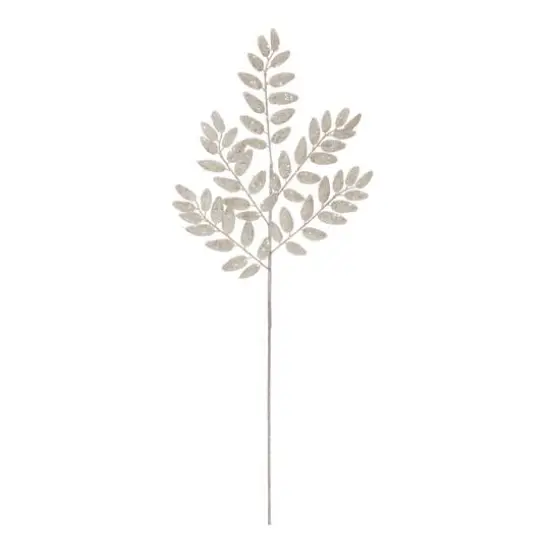 26.5" Glittered Leaf Sprays, 6ct. Silver {3}