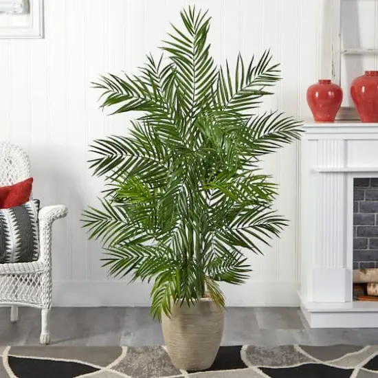5ft. Areca Palm Artificial Tree in Sand Colored Planter {5}