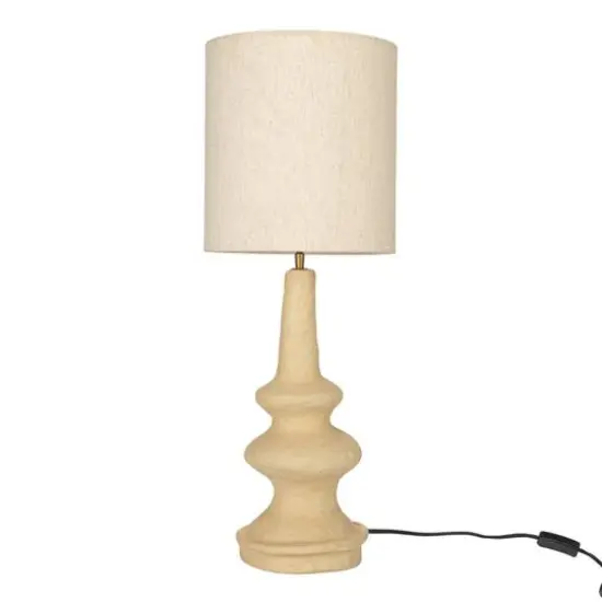 Hello Honey&reg; 28" Natural Handmade Paper Mache Table Lamp with Cotton Shade {11}