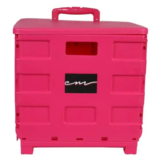 Everything Mary Collapsible Rolling Cart with Lid Pink {7}