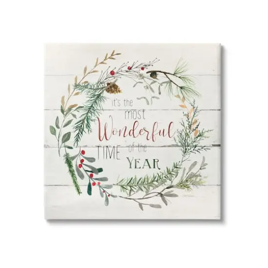 Stupell Industries Most Wonderful Time of Year Wreath Canvas Wall Art {1}