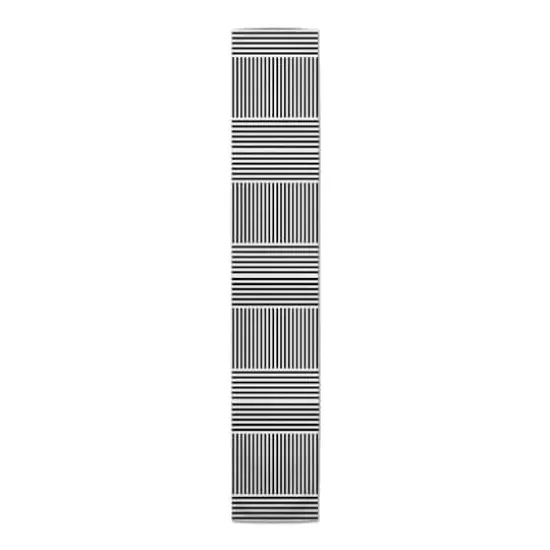 Alternating Stripes Indoor/Outdoor Table Runner Black {1}