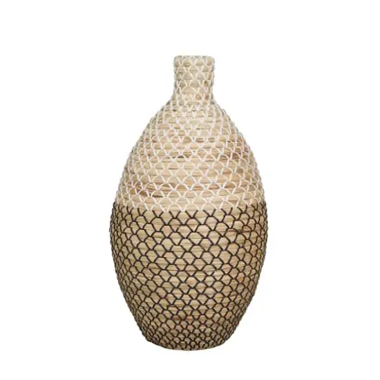 Brown Seagrass Tall Woven Floor Vase 11" x 11" x 20" {3}