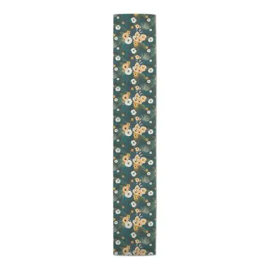 72" Tropical Floral Cotton Twill Runner Green {4}