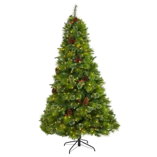 7ft. Pre-Lit Montana Mixed Pine, Pinecones & Berries Artificial Christmas Tree with Clear LED Lights {1}