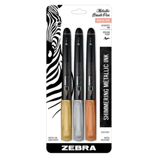 Zebra 3 Color Metallic Brush Pen Set {1}