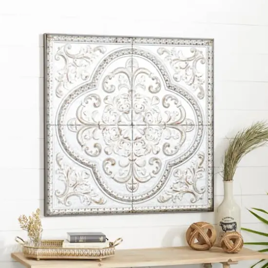 36" Gray Metal Rustic Floral Wall D&eacute;cor {10}
