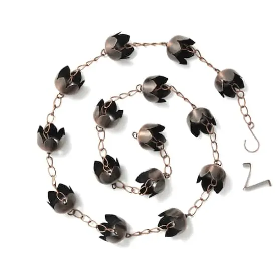 Glitzhome&reg; 8.5ft. Faux Copper Lotus Shaped Rain Chain {1}