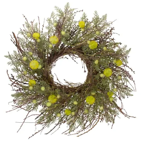 20" Burrs Catkins Leaves & Twig Wreath {1}