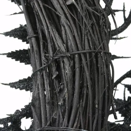 24" Halloween Black Fern & Bats Wreath {6}