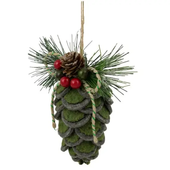 6" Pinecone Fabric Christmas Ornament {4}
