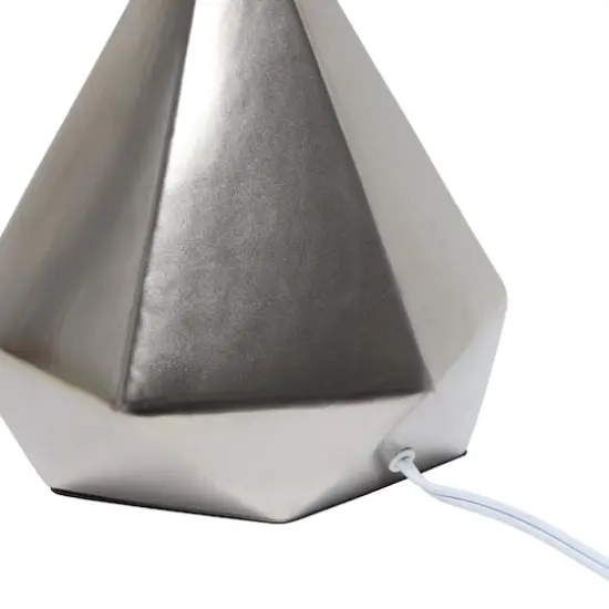 Simple Designs 19.8" Solid Pyramid Table Lamp Silver {10}