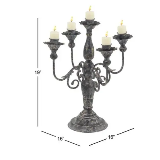 19" Gray Iron Vintage Candlestick Holders {7}