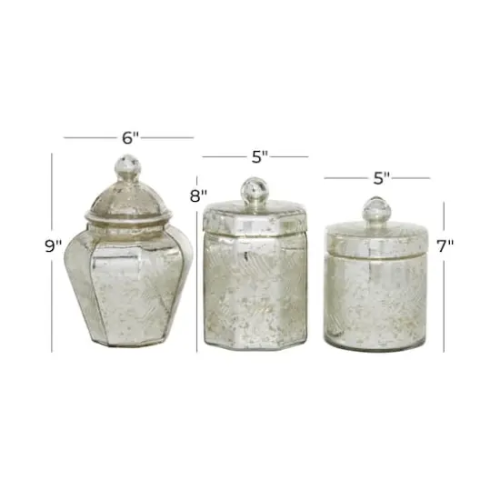 Silver Glass Vintage Decorative Jar Set {7}