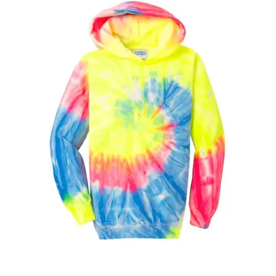 Port & Company&reg; Youth Tie-Dye Pullover Hooded Sweatshirt Neon Rainbow {1}