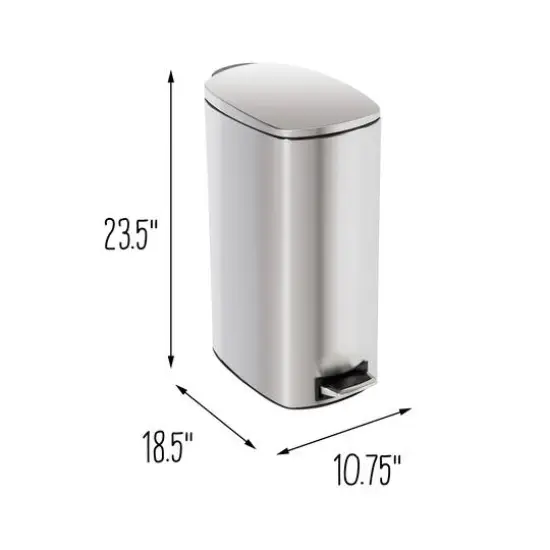 40L Tall Slim Stainless Steel Step Trash Can With Lid {6}