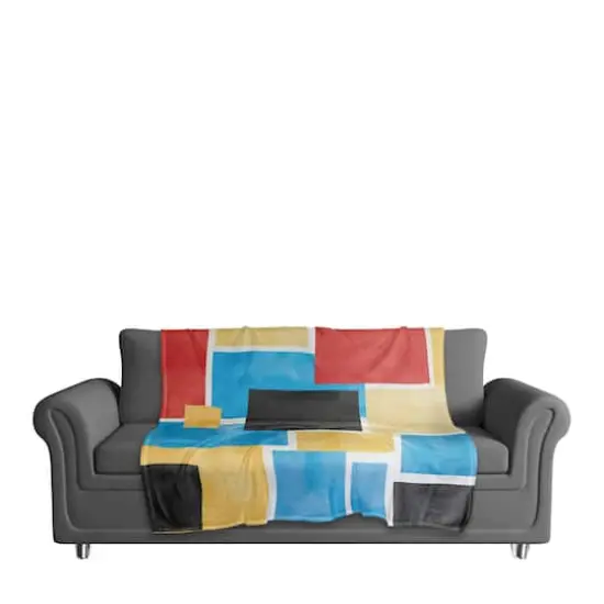 Colorful Primary Abstract I 50" x 60" Coral Fleece Blanket {4}