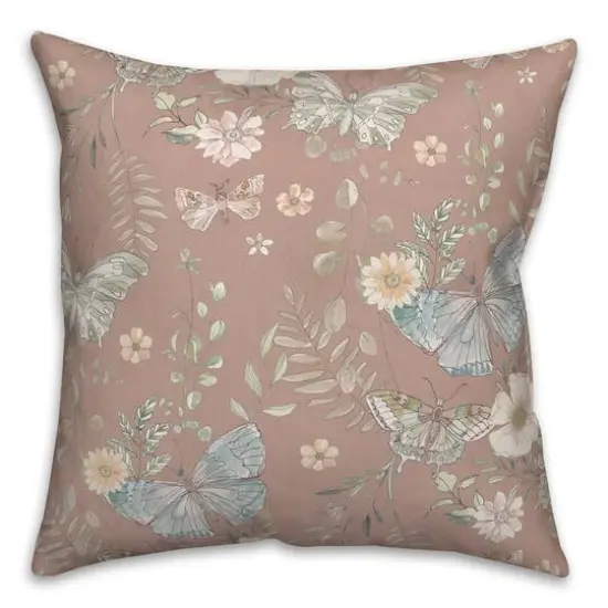 Butterflies Throw Pillow Maroon {3}