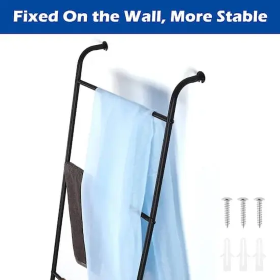 NEX&trade; 5ft. Black Metal Wall-Leaning Blanket Ladder Rack {7}