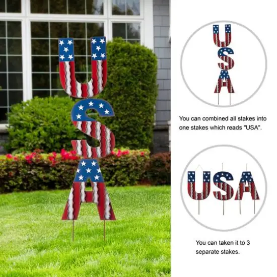 Glitzhome&reg; 46" Metal U.S.A. Yard Stake {4}