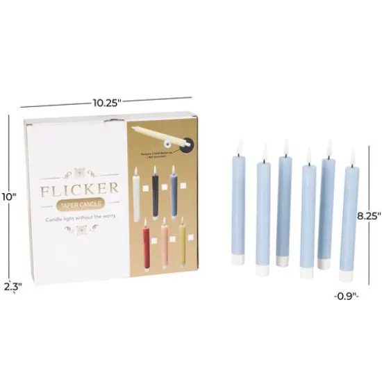 8" Flameless Wax Candles with Remote Control, 6ct. Light Blue {9}