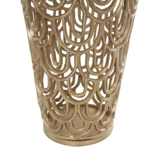 35" Gold Art Deco Arches Aluminum Vase {6}
