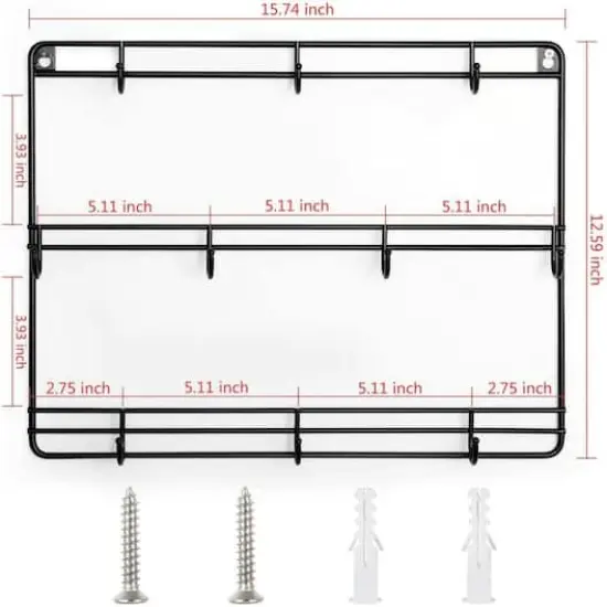 NEX&trade; Black Wall Mounted Coffee Cup Holder Set {3}