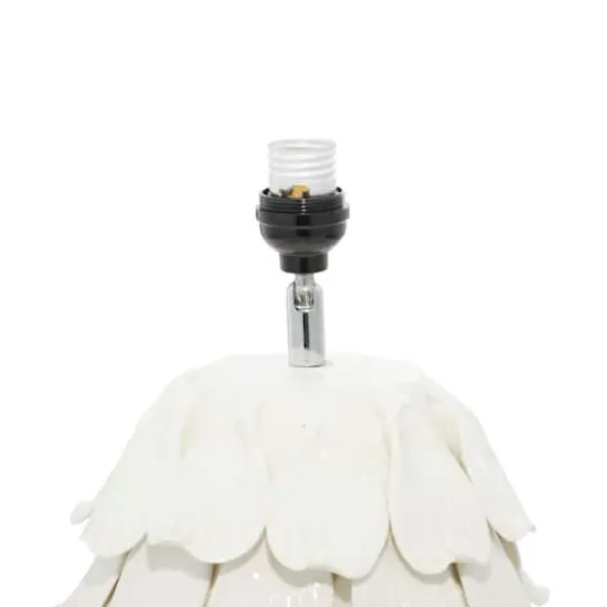 28" White Ceramic Coastal Table Lamp {6}