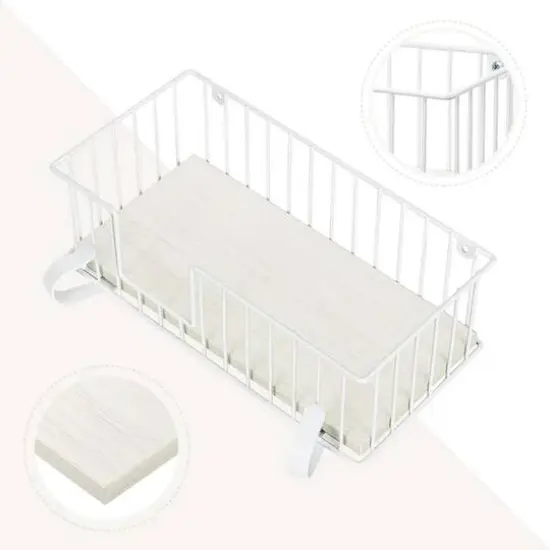 NEX&trade; White Wall-Mounted Y-Leg Ironing Board Hanger with Storage Basket {5}