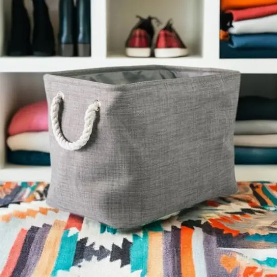 Small Gray Polyester Variegated Rectangle Bin {1}