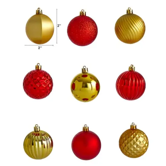 101ct. 2" Red & Gold Shatterproof Ball Ornaments {3}