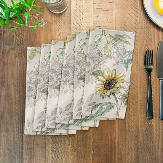 Sunflower Pattern Cotton Twill Napkin Cream {4}
