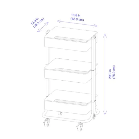 Lexington 3-Tier Rolling Cart by Simply Tidy® Greige {4}