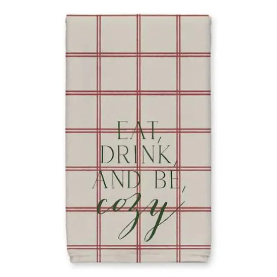 Be Cozy Red and Cream Check Tea Towel - Set of 2 {3}
