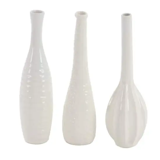CosmoLiving by Cosmopolitan White Stoneware Modern Vase Set {3}